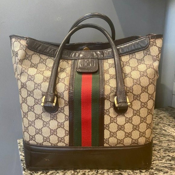 1960' GUCCI ANTIQUE TRAIN CASE LUGGAGE BAG - Picture 2 of 16